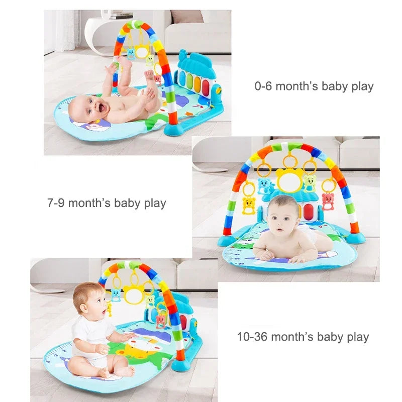 Baby Playmat Gym Crawling Activity Rug Toys for 0-12 Months Gift Infant Play Mat Toddler Music Rack Carpet with Piano Keyboard