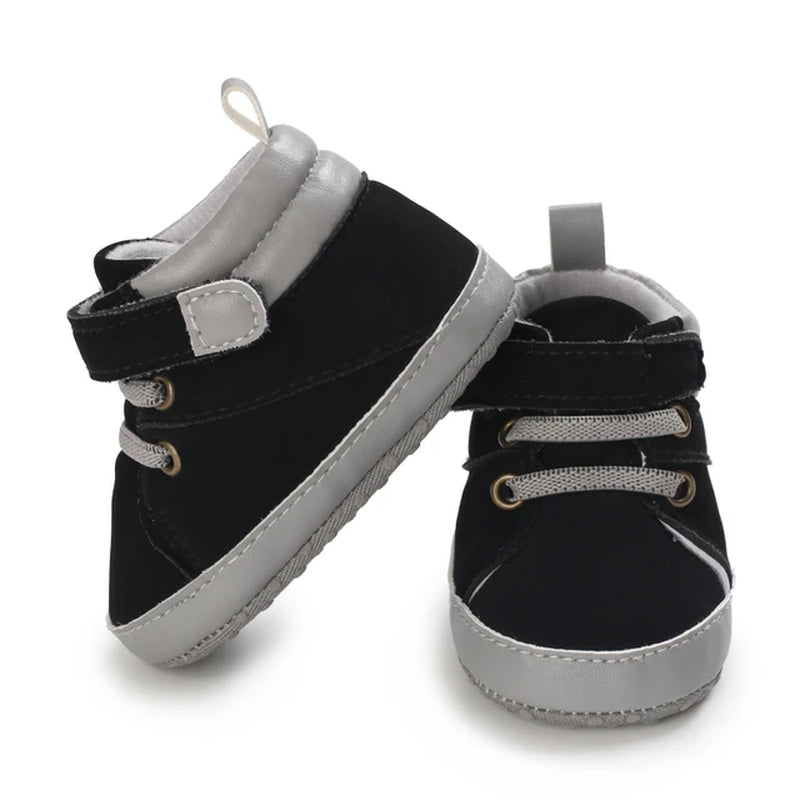 Newborn Boys' Middle Top and High Top Fashion Sneakers Boys' and Girls' Casual Soft Cloth Bottom anti Slip First Walkering Shoes