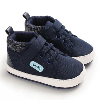 Newborn Boys' Middle Top and High Top Fashion Sneakers Boys' and Girls' Casual Soft Cloth Bottom anti Slip First Walkering Shoes