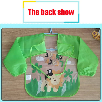 Waterproof Eating Smock Infant Toddler Baby Cartoon Long Sleeve Art Apron Feeding Bib for Boys Girls Soft Baby Bibs Burp Clothes