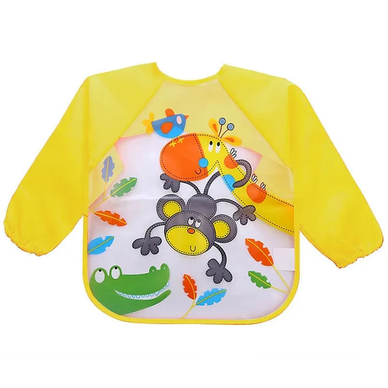 Waterproof Eating Smock Infant Toddler Baby Cartoon Long Sleeve Art Apron Feeding Bib for Boys Girls Soft Baby Bibs Burp Clothes