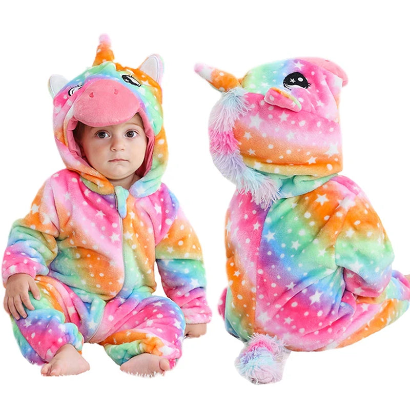 Easter Rabbit Baby Rompers Winter Hooded Flannel Toddler Infant Clothes Overall Bodysuits Jumpsuit Costume for Kids Bebe