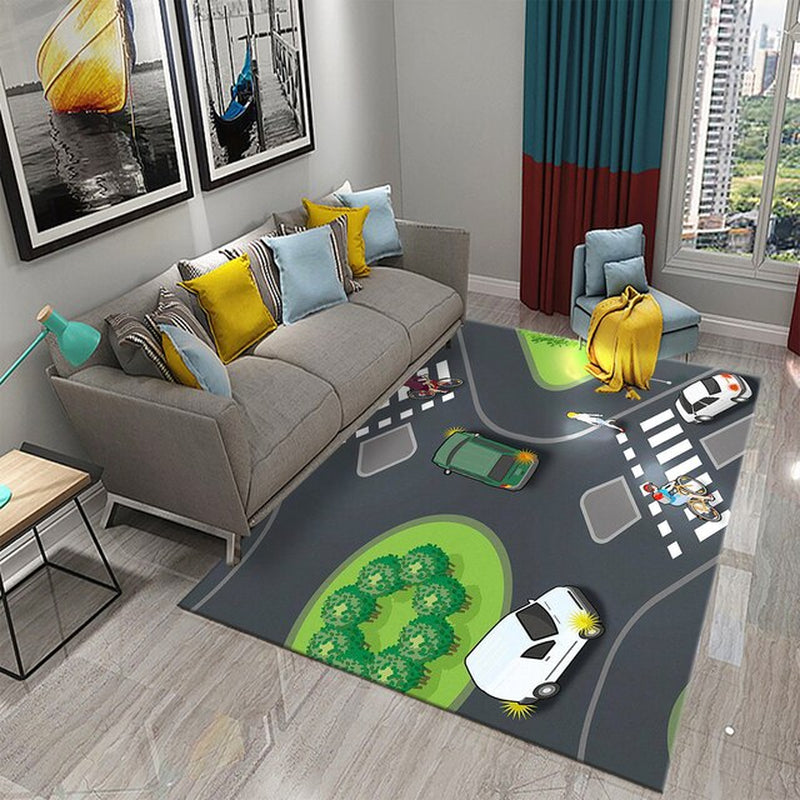 Kids Road Traffic Carpet Cartoon Car Toys Rug for Boys Girls City Life Educational Rugs Multicolor Baby Bedroom Nursery Play Mat