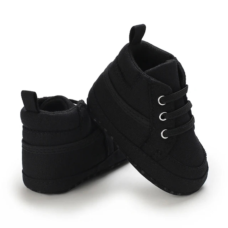 Newborn Boys' Middle Top and High Top Fashion Sneakers Boys' and Girls' Casual Soft Cloth Bottom anti Slip First Walkering Shoes