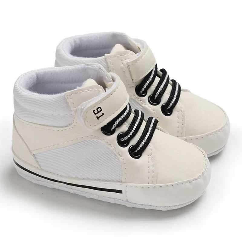 Newborn Boys' Middle Top and High Top Fashion Sneakers Boys' and Girls' Casual Soft Cloth Bottom anti Slip First Walkering Shoes