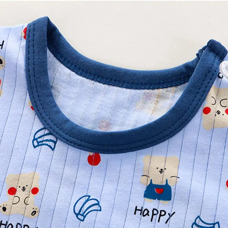 Fashion Print Baby Summer Pajamas Sets Kids Short Sleeved T-Shirt+Pants Children Pullover Top Toddler Outfit Cotton Tee Clothes