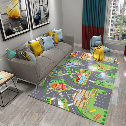 Kids Road Traffic Carpet Cartoon Car Toys Rug for Boys Girls City Life Educational Rugs Multicolor Baby Bedroom Nursery Play Mat