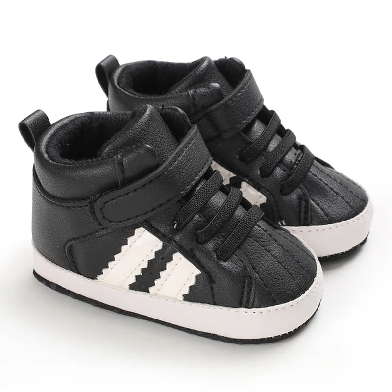 Newborn Boys' Middle Top and High Top Fashion Sneakers Boys' and Girls' Casual Soft Cloth Bottom anti Slip First Walkering Shoes