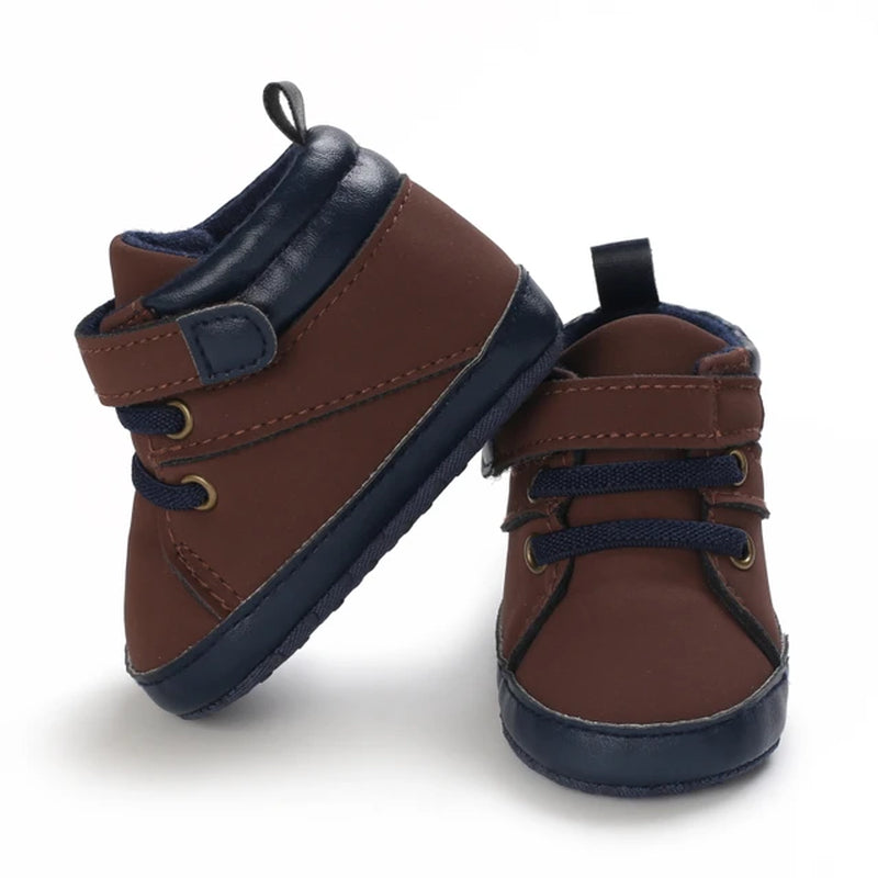 Newborn Boys' Middle Top and High Top Fashion Sneakers Boys' and Girls' Casual Soft Cloth Bottom anti Slip First Walkering Shoes