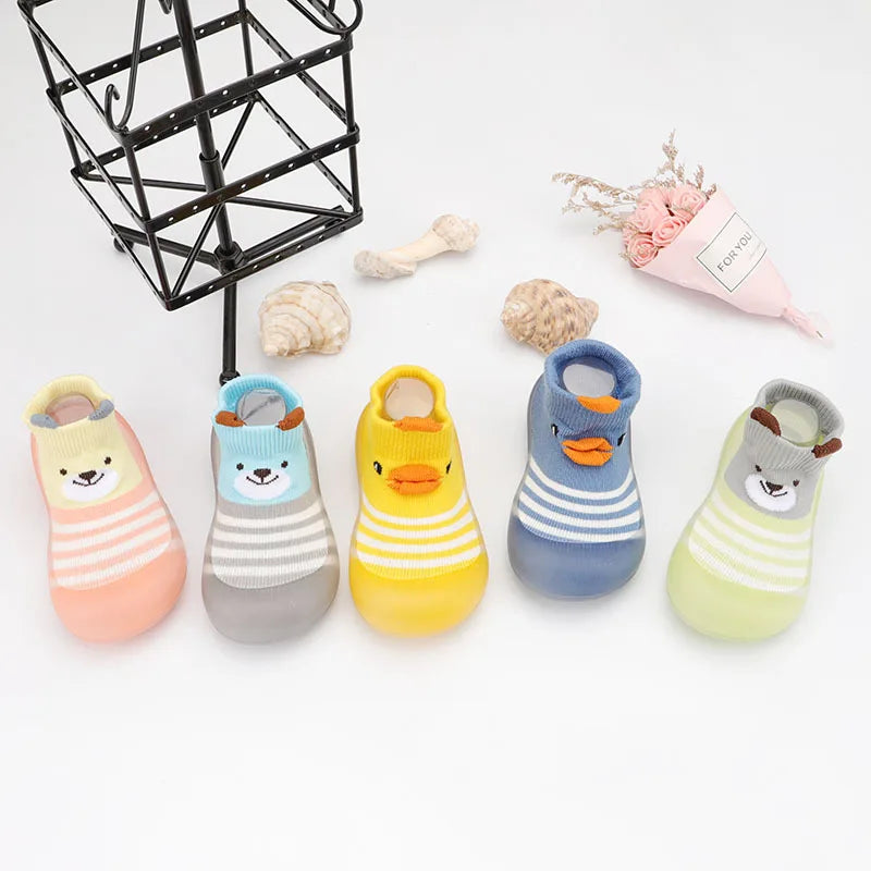 Cartoon Toddler Shoes Animal Pattern Non-Slip Silicone Sole Baby Floor Socks Breathable Casual Cotton Baby Boys Girls Shoes