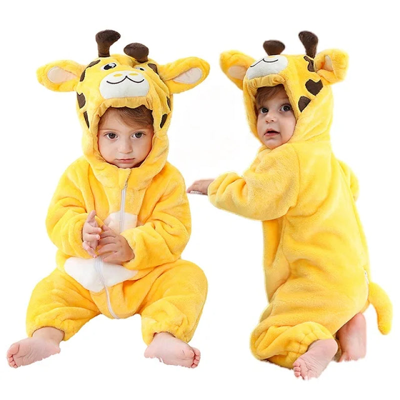 Easter Rabbit Baby Rompers Winter Hooded Flannel Toddler Infant Clothes Overall Bodysuits Jumpsuit Costume for Kids Bebe