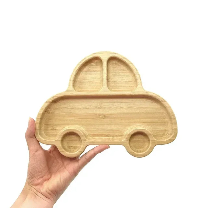 Baby Frog Wooden Dinner Plate Baby Feeding Bowl Children Feeding Tableware with Silicone Suction Cup Wooden Cartoon Dinner Plate