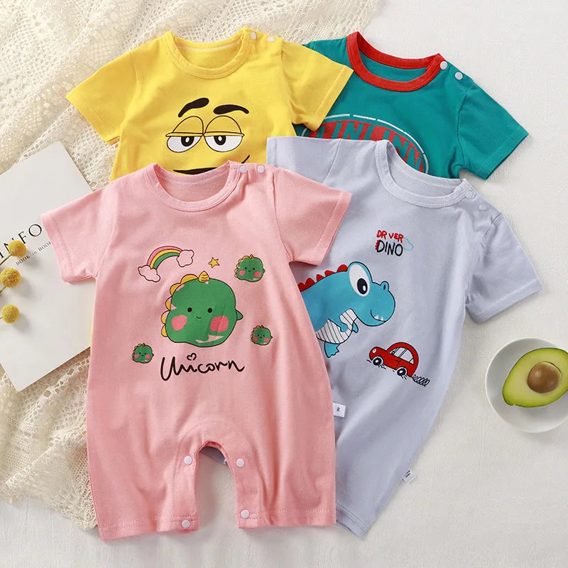 2023 Summer Infant Toddler Bodysuits Baby Boys Girls Cotton One-Pieces Newborn Casual Soft Short Sleeve Romper Jumpsuit Romper