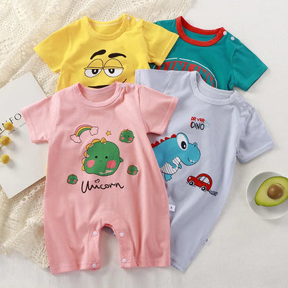 2023 Summer Infant Toddler Bodysuits Baby Boys Girls Cotton One-Pieces Newborn Casual Soft Short Sleeve Romper Jumpsuit Romper