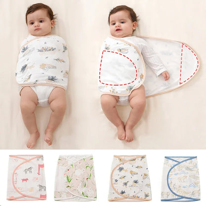 Baby Swaddle Blanket 0-6 Months Strap Protect Belly Baby Sleeping Blanket Wrap for New Born Thin-Style for Summer