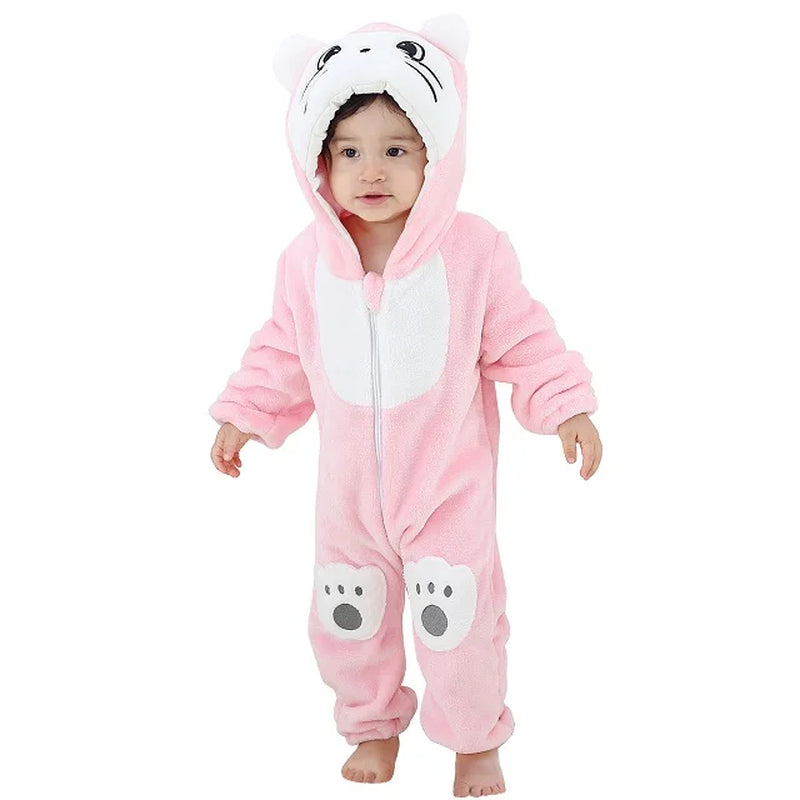 Easter Rabbit Baby Rompers Winter Hooded Flannel Toddler Infant Clothes Overall Bodysuits Jumpsuit Costume for Kids Bebe