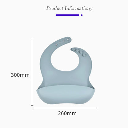 Baby Silicone Bib Waterproof Soft Solid Color 4-Speed Adjustable Bibs Newborn Lunch Feeding Saliva Pocke Kids Eating Accessories