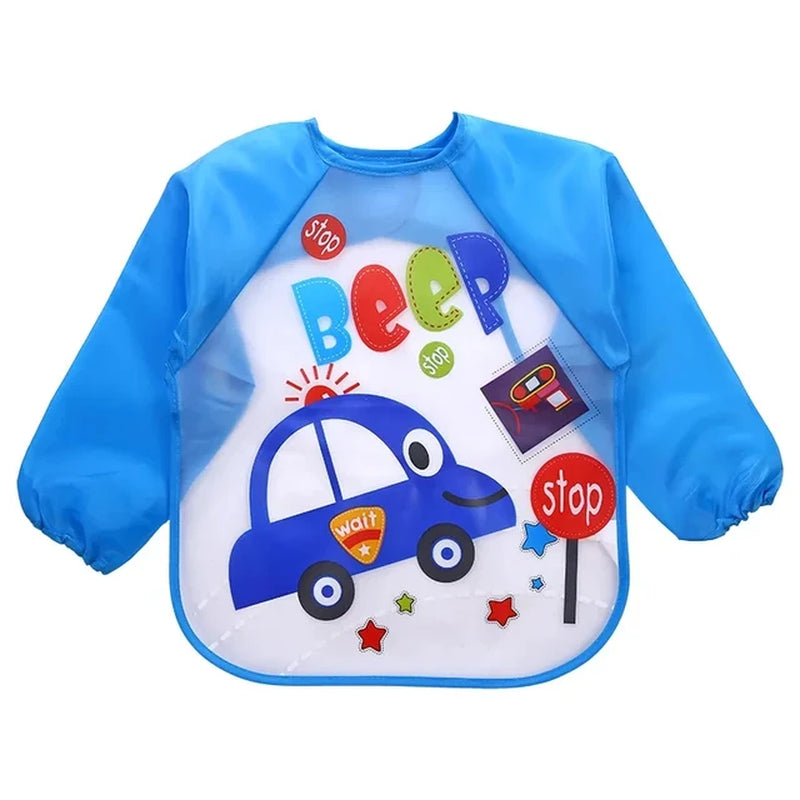 Waterproof Eating Smock Infant Toddler Baby Cartoon Long Sleeve Art Apron Feeding Bib for Boys Girls Soft Baby Bibs Burp Clothes