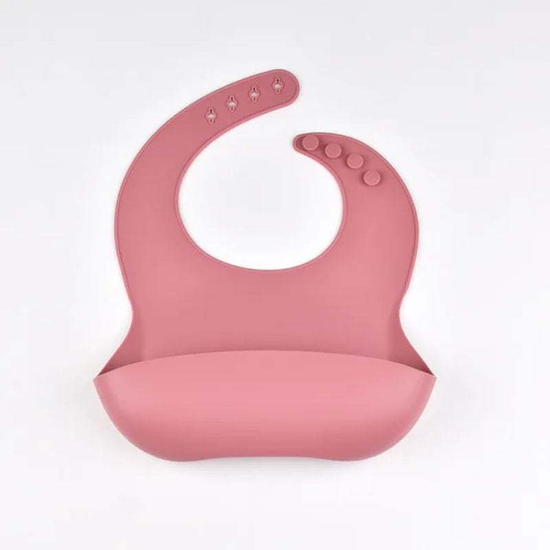 Baby Silicone Bib Waterproof Soft Solid Color 4-Speed Adjustable Bibs Newborn Lunch Feeding Saliva Pocke Kids Eating Accessories