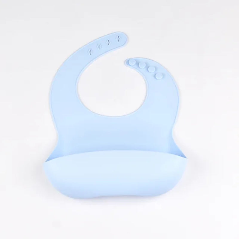 Baby Silicone Bib Waterproof Soft Solid Color 4-Speed Adjustable Bibs Newborn Lunch Feeding Saliva Pocke Kids Eating Accessories