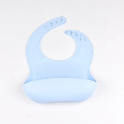 Baby Silicone Bib Waterproof Soft Solid Color 4-Speed Adjustable Bibs Newborn Lunch Feeding Saliva Pocke Kids Eating Accessories