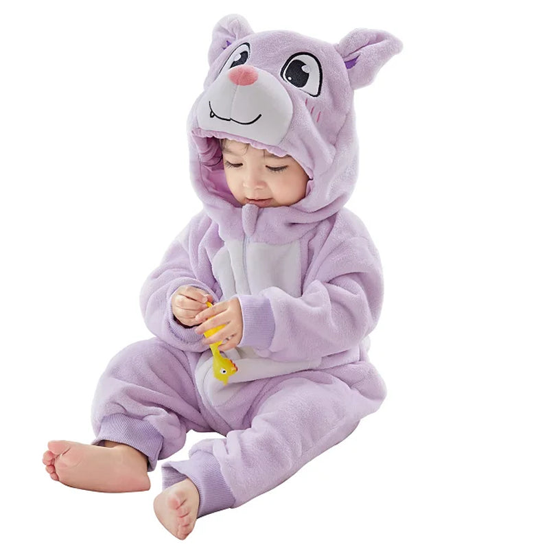 Easter Rabbit Baby Rompers Winter Hooded Flannel Toddler Infant Clothes Overall Bodysuits Jumpsuit Costume for Kids Bebe