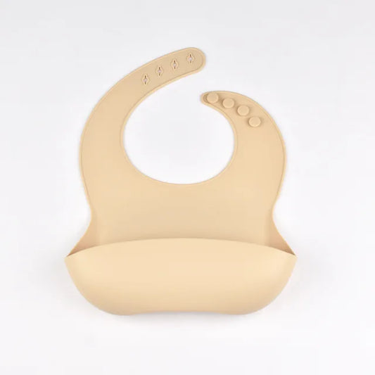 Baby Silicone Bib Waterproof Soft Solid Color 4-Speed Adjustable Bibs Newborn Lunch Feeding Saliva Pocke Kids Eating Accessories