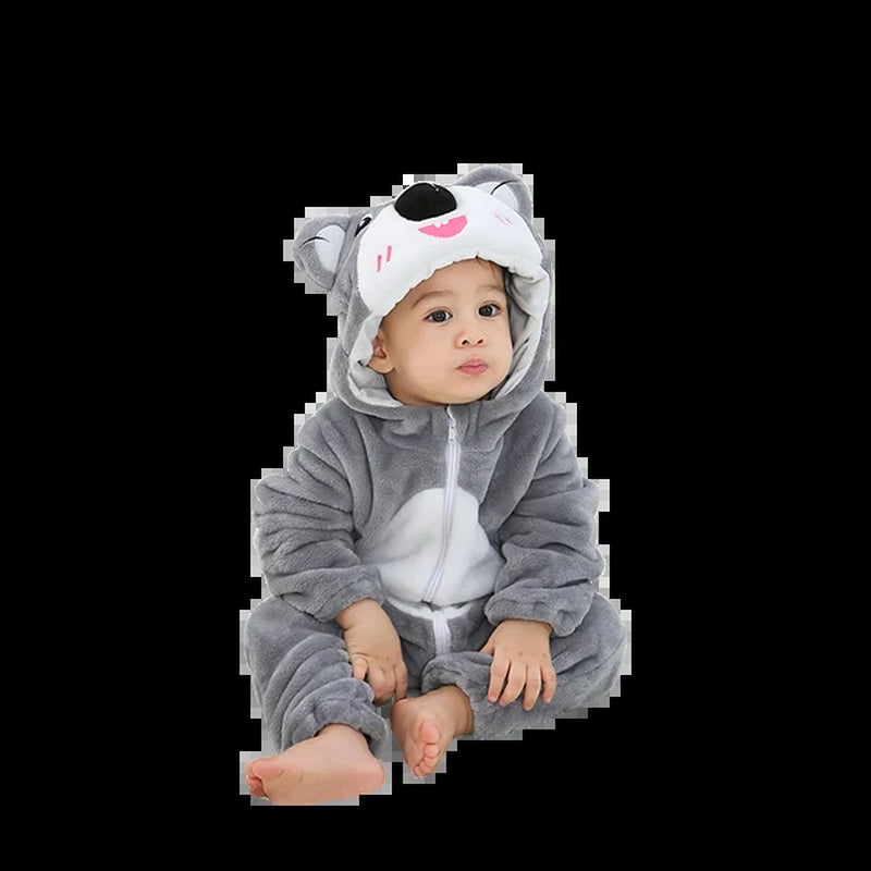 Easter Rabbit Baby Rompers Winter Hooded Flannel Toddler Infant Clothes Overall Bodysuits Jumpsuit Costume for Kids Bebe