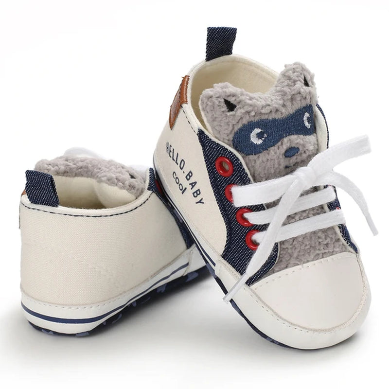 Newborn Boys' Middle Top and High Top Fashion Sneakers Boys' and Girls' Casual Soft Cloth Bottom anti Slip First Walkering Shoes