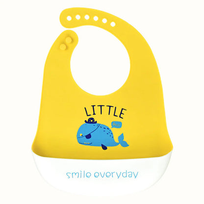 Waterproof Baby Bibs Baby Stuff Cute Cartoon Dinosaur Printed Kids Bib Girl Boy Adjustable Soft Silicone Bib Baby Feeding Stuff