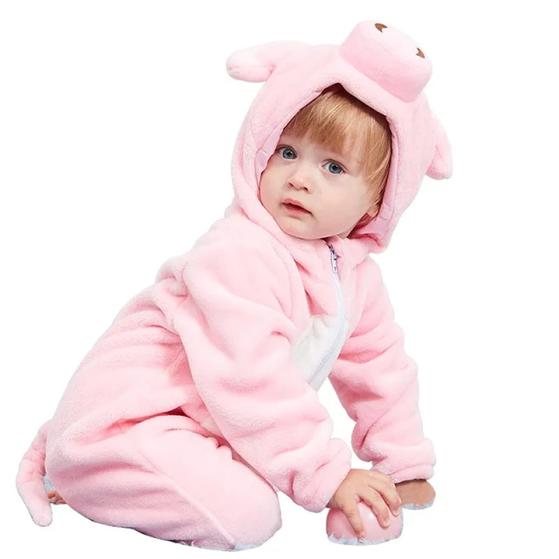 Easter Rabbit Baby Rompers Winter Hooded Flannel Toddler Infant Clothes Overall Bodysuits Jumpsuit Costume for Kids Bebe