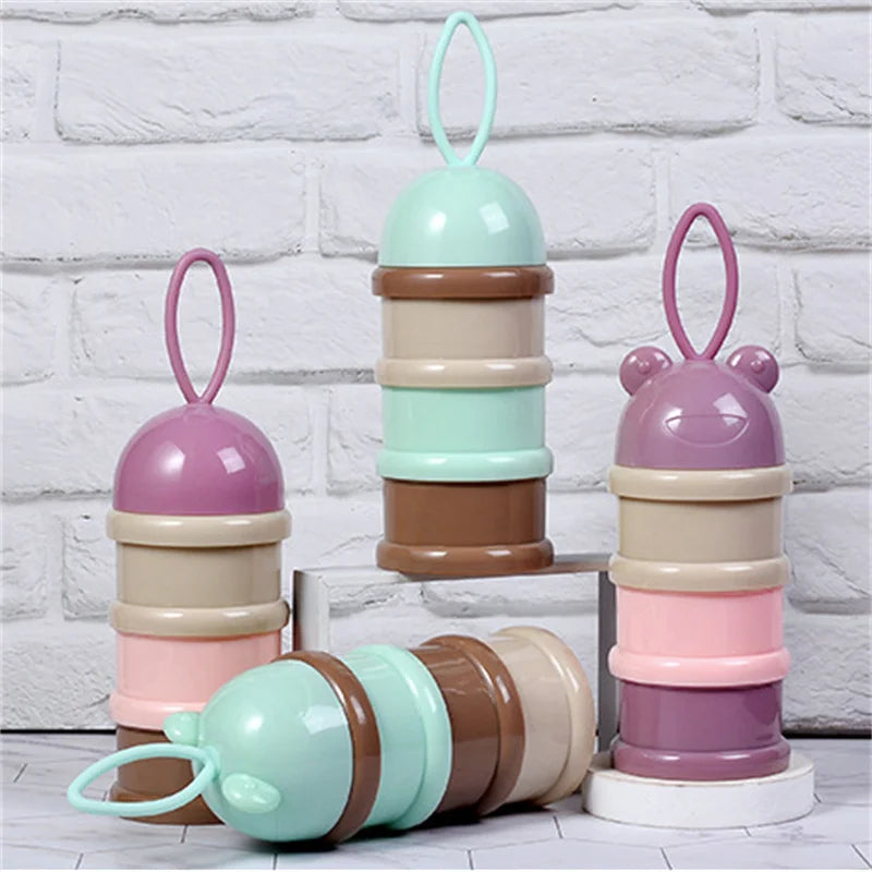 Portable Baby Milk Powder Container 3 Layer Food Container Infant Feeding Mix Container Layered Milk Powder Dispenser Snack Cup