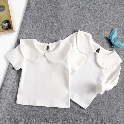 Soft Cotton Baby Girls T-Shirt Cute Infants Tops Clothing White Newborn Toddler Shirts Clothes Casual