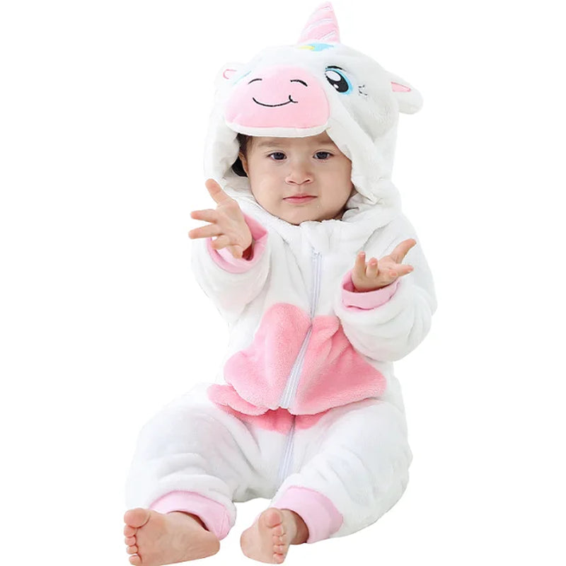 Easter Rabbit Baby Rompers Winter Hooded Flannel Toddler Infant Clothes Overall Bodysuits Jumpsuit Costume for Kids Bebe