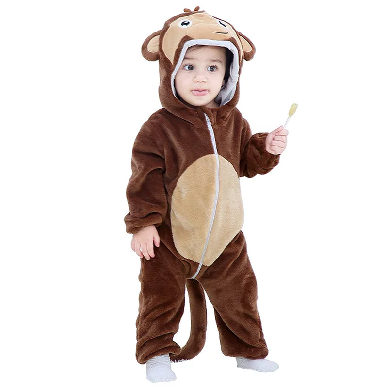 Easter Rabbit Baby Rompers Winter Hooded Flannel Toddler Infant Clothes Overall Bodysuits Jumpsuit Costume for Kids Bebe