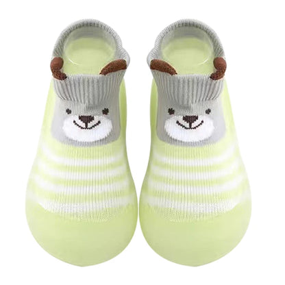 Cartoon Toddler Shoes Animal Pattern Non-Slip Silicone Sole Baby Floor Socks Breathable Casual Cotton Baby Boys Girls Shoes