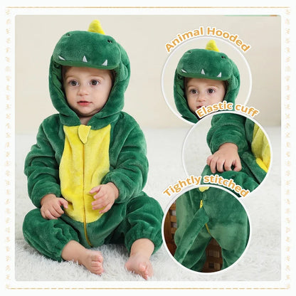 Easter Rabbit Baby Rompers Winter Hooded Flannel Toddler Infant Clothes Overall Bodysuits Jumpsuit Costume for Kids Bebe