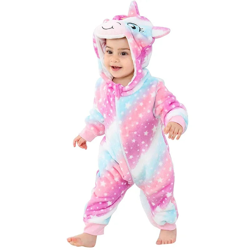 Easter Rabbit Baby Rompers Winter Hooded Flannel Toddler Infant Clothes Overall Bodysuits Jumpsuit Costume for Kids Bebe