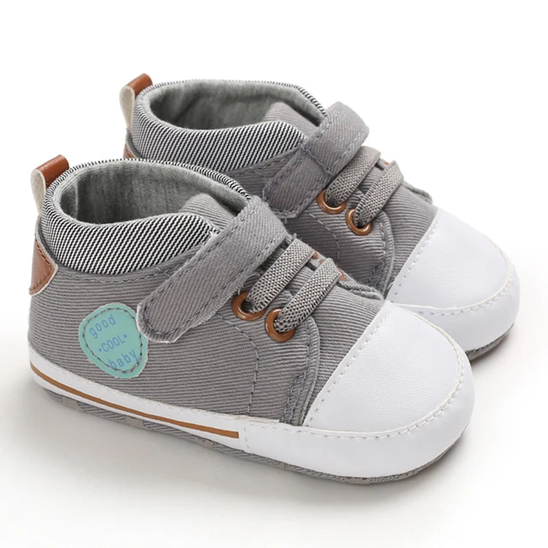 Newborn Boys' Middle Top and High Top Fashion Sneakers Boys' and Girls' Casual Soft Cloth Bottom anti Slip First Walkering Shoes