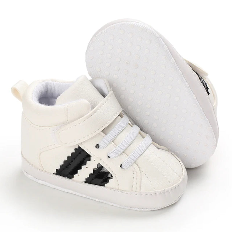 Newborn Boys' Middle Top and High Top Fashion Sneakers Boys' and Girls' Casual Soft Cloth Bottom anti Slip First Walkering Shoes