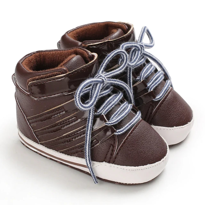 Newborn Boys' Middle Top and High Top Fashion Sneakers Boys' and Girls' Casual Soft Cloth Bottom anti Slip First Walkering Shoes