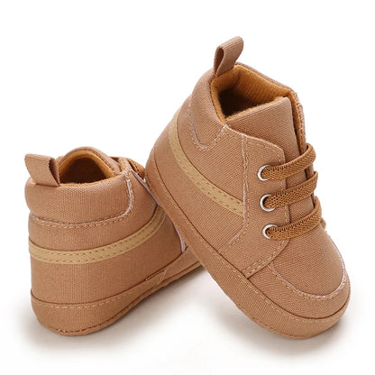 Newborn Boys' Middle Top and High Top Fashion Sneakers Boys' and Girls' Casual Soft Cloth Bottom anti Slip First Walkering Shoes