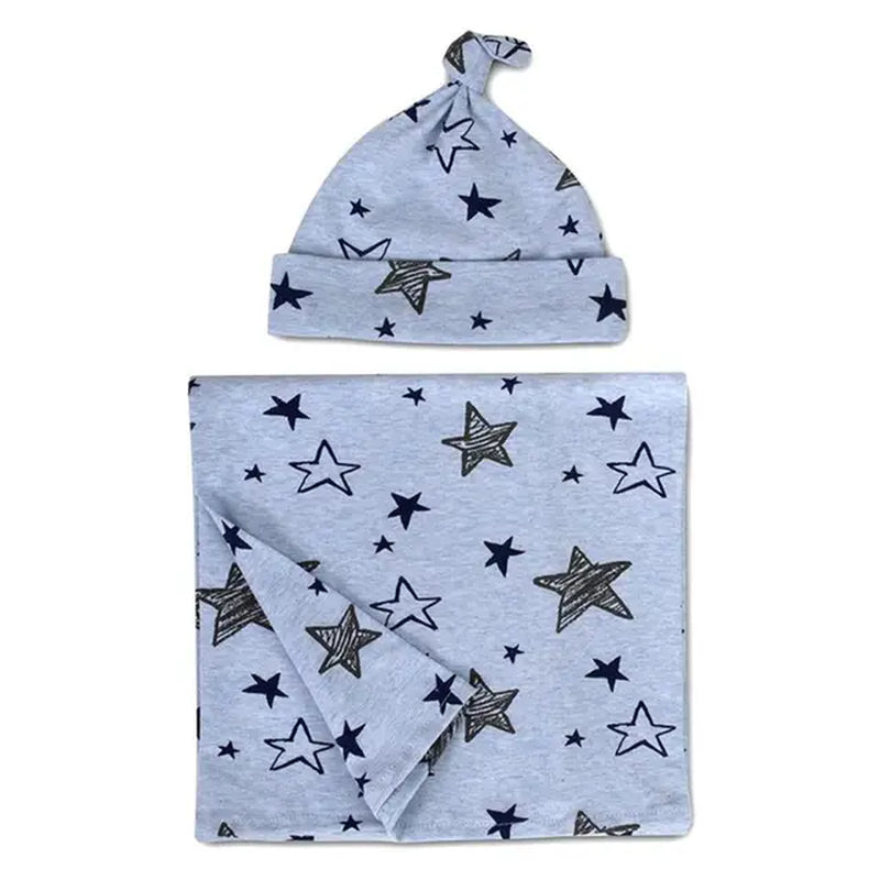 2Pcs/Set Newborn Baby Receiving Blanket Headband/Hat Cotton Sleeping Bag Toddler Infant Swaddle Wrap Towel