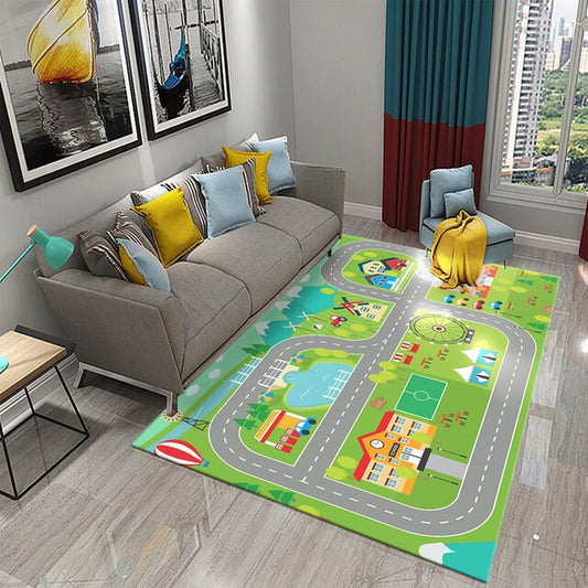 Kids Road Traffic Carpet Cartoon Car Toys Rug for Boys Girls City Life Educational Rugs Multicolor Baby Bedroom Nursery Play Mat