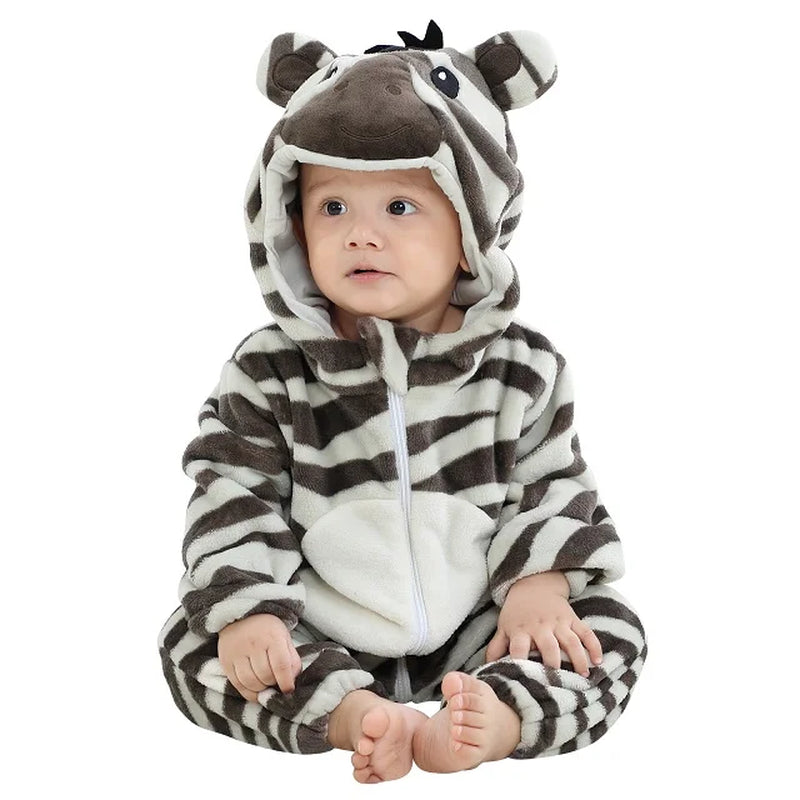 Easter Rabbit Baby Rompers Winter Hooded Flannel Toddler Infant Clothes Overall Bodysuits Jumpsuit Costume for Kids Bebe