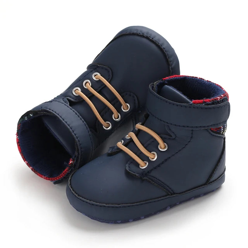 Newborn Boys' Middle Top and High Top Fashion Sneakers Boys' and Girls' Casual Soft Cloth Bottom anti Slip First Walkering Shoes