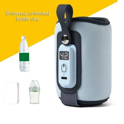 Portable USB Bottle Warmer with Lcd-Display Adjustable Temperature Travel Milk Warmer 5 Gears 38°C-52℃ for Babies