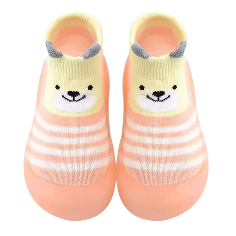 Cartoon Toddler Shoes Animal Pattern Non-Slip Silicone Sole Baby Floor Socks Breathable Casual Cotton Baby Boys Girls Shoes