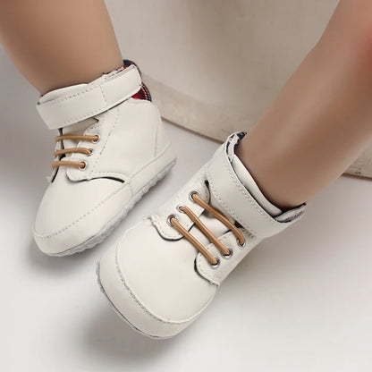 Newborn Boys' Middle Top and High Top Fashion Sneakers Boys' and Girls' Casual Soft Cloth Bottom anti Slip First Walkering Shoes