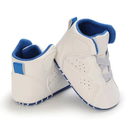 Newborn Boys' Middle Top and High Top Fashion Sneakers Boys' and Girls' Casual Soft Cloth Bottom anti Slip First Walkering Shoes